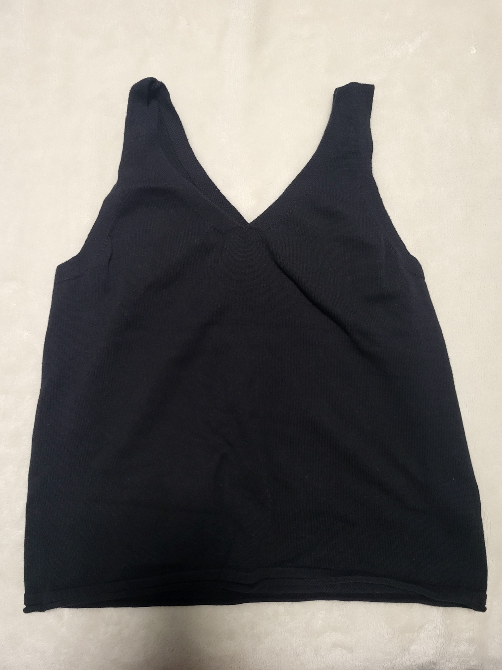 Black V-Neck Women’s Fabric Tank Top